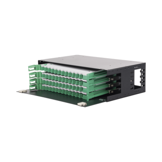 Distribuidor de Fibra Óptica con bandejas deslizables, vacío, 19in, acepta 48 adaptadores 
