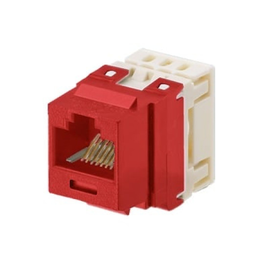Conector Jack Estilo 110 (de Impacto), Tipo Keystone, Categoría 5e, de 8 posiciones y 8 cables, Color Rojo Conector Jack Estilo 110 (de Impacto), Tipo Keystone, Categoría 5e, de 8 posiciones y 8 cables, Color Rojo