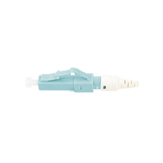 Conector de Fibra Óptica pre-pulido LightBow LC Simplex, multimodo 50/125 (OM3/OM4), re-terminable, color Aqua