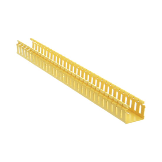 Canaleta Ranurada de PVC sin Tapa, Tipo H (Tapa Abisagrada), 2 in de Ancho, 2 in de Alto y 1828.8 mm de Largo, Color Amarillo