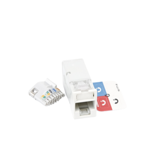 Jack Z-MAX Cat6A, UTP, Montaje híbrido en Placa de Pared (Plano y Angulado), Color Blanco, Versión Bulk (Sin Empaque Individual)