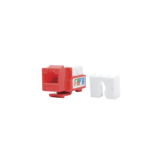 Módulo Jack Keystone Cat5e con terminación 110 (Punchdown) para faceplate - Color Rojo