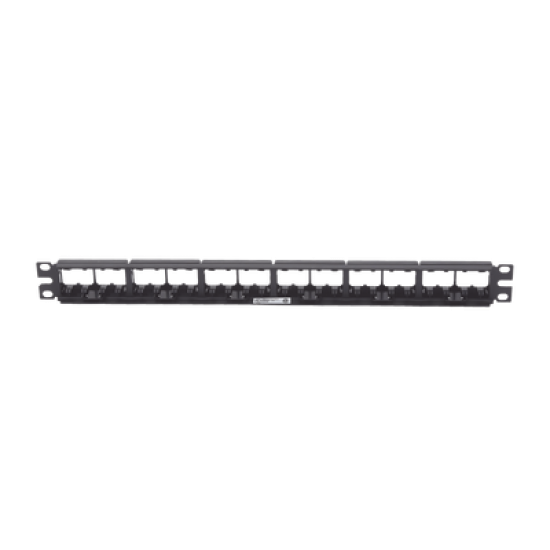 Panel de Parcheo Modular Mini-Com (Sin Conectores), Plano, Sin Blindaje, de 24 puertos, 1UR