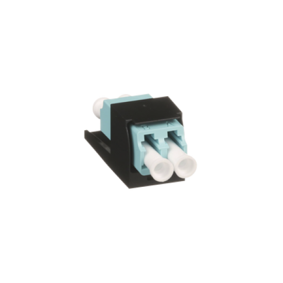 Módulo Acoplador LC Duplex, para Fibra Óptica Multimodo OM3/OM4, Tipo Mini-Com, Color Aqua