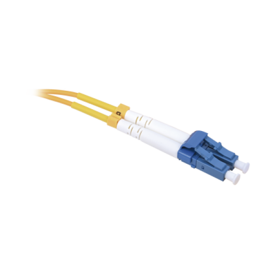 Jumper de Fibra Óptica Monomodo 9/125 LC/UPC-SC/APC, PVC, 2.0 mm, Dúplex, amarillo, 3 metros