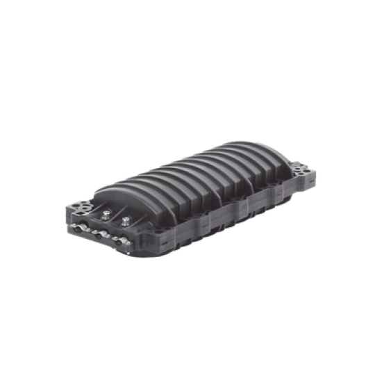 Caja de Distribución de Fibra Óptica Horizontal, hasta 96 empalmes, Exterior IP68, 2 puertos de entrada y salida 