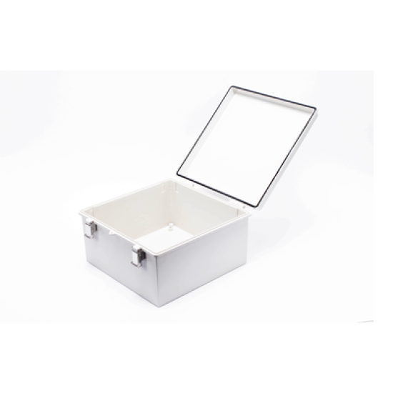 Gabinete de Plástico ABS, Uso en Intemperie ip66 (300 x 300 x 180 mm) Cierre por Broche Inoxidable y Permite Cerrado con Candado y Llave (Perno 5mm) No Incluido