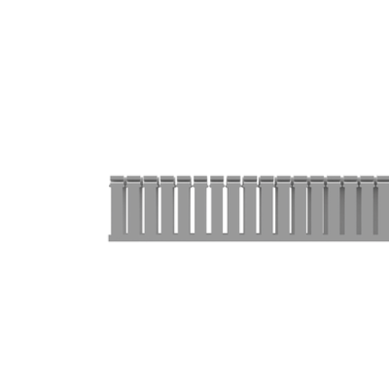 Canaleta Ranurada de PVC con Tapa, Tipo F, 108 mm de Ancho, 79.2 mm de Alto y 2 m de Largo, Color Gris