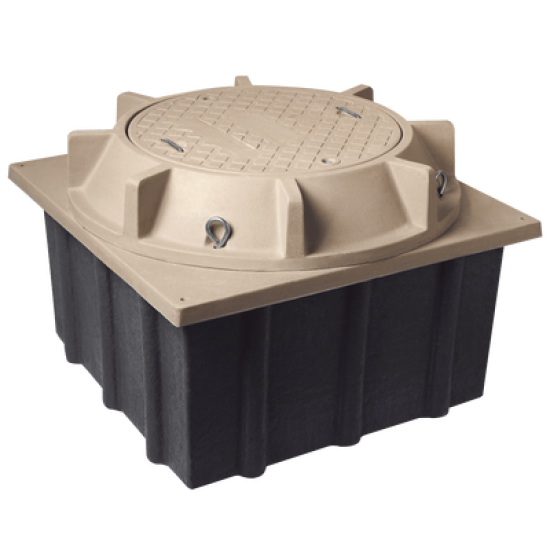 Registro Mini Manhole con tapa de concreto polimérico 4 ft x 4 ft x 2 ft, Resistencia 20 Toneladas, Uso Vehicular Pesado