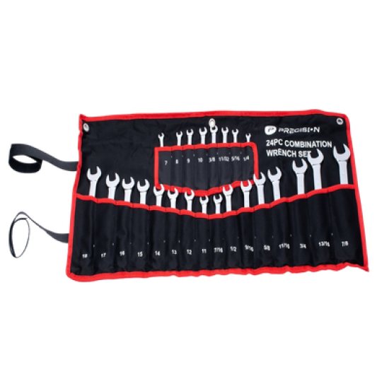 Juego de 24 Llaves Combinadas Métricas e Inglesas con Estuche.