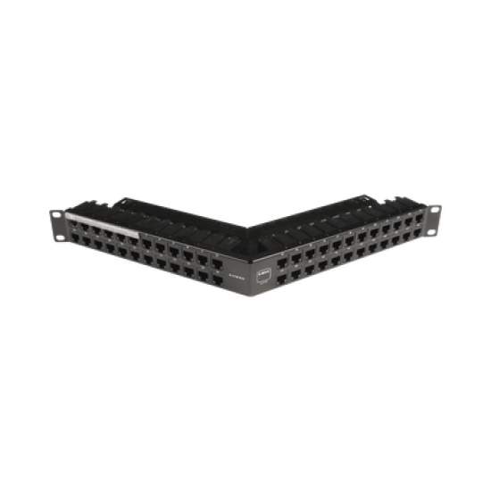 Patch Panel Z-MAX de 48 puertos, Blindado, Precargado con Jacks Categoría 6A,  Angulado, 1UR