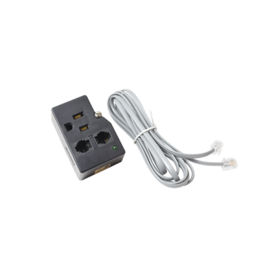 Protector para enchufe con salida única, circuito de 110 V/15 A, tornillo de retención, Telco RJ11 entrada/salida