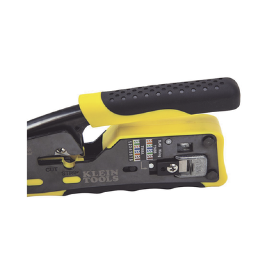 Ponchadora/Pelacables/Cortacables con Matraca para Conectores Pass-Thru RJ45 y Conectores Estándar RJ11/RJ12.
