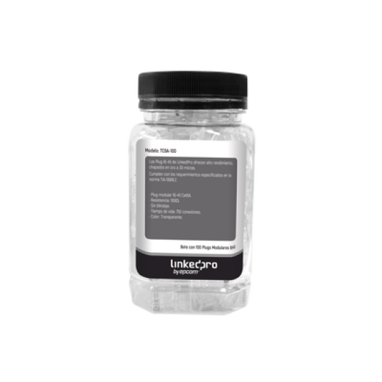 Bote con 100 Piezas de Plug Modular RJ45 Cat6A chapado de oro a 30 micras para durabilidad extrema