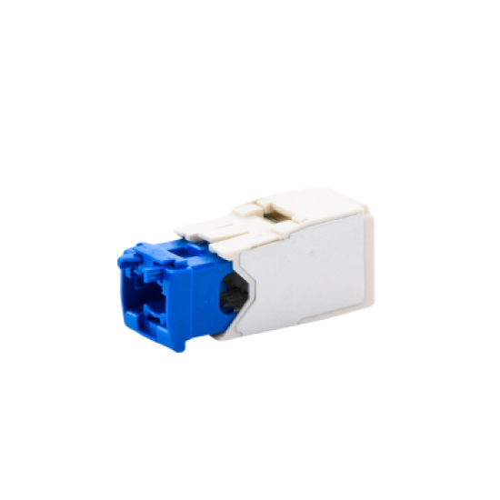 Conector Jack RJ45 Estilo TG, Mini-Com, Categoría 6A, de 8 posiciones y 8 cables, Color Blanco Mate