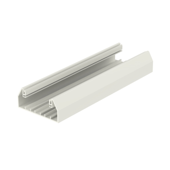 Base para canaleta T-70, de PVC rígido, con orificios perforados para montaje, 103.3 x 44.9 x 2400 mm, Color Blanco Mate