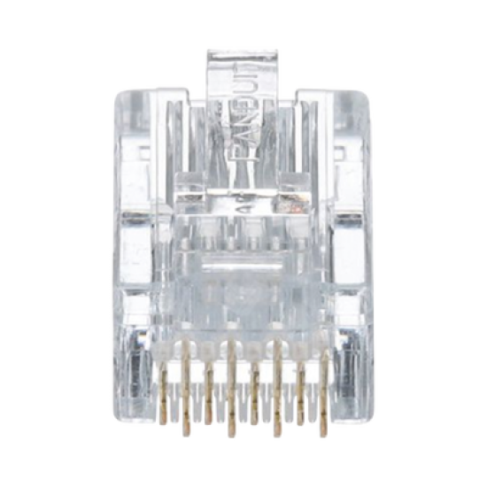 Plug RJ45 Cat5e, Para Cable UTP de Calibres 24-26 AWG, Chapado en Oro de 50 micras, Paquete de 50 piezas
