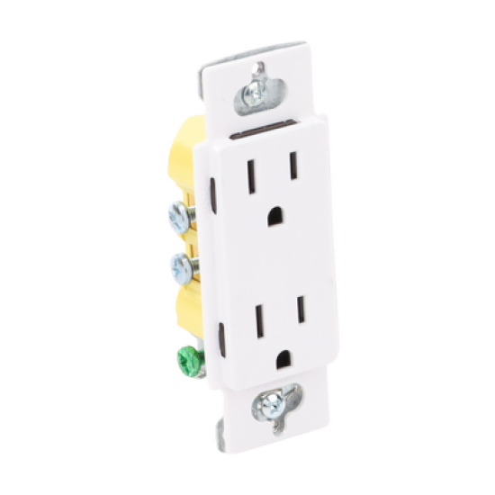 Tomacorriente receptáculo convencional  120V, 15A, color blanco.