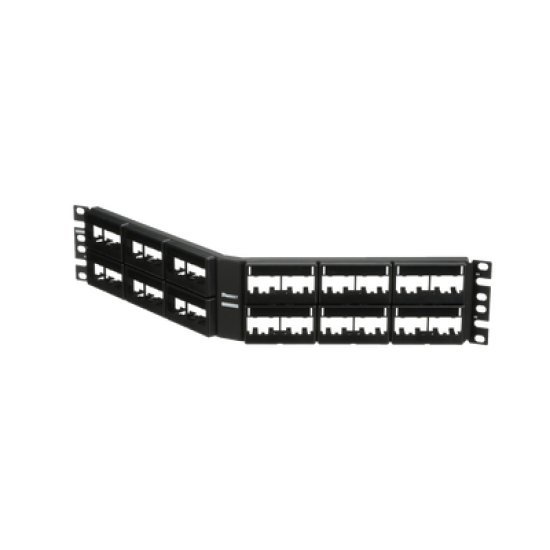 Panel de Parcheo Modular Mini-Com (Sin Conectores), Angulado, Sin Blindaje, Con Etiqueta y Cubierta, de 48 puertos, 2UR