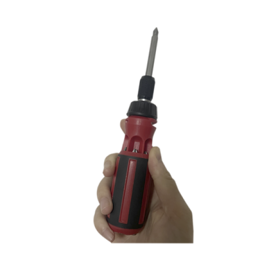 Desarmador 6 en 1 con Mango de Agarre Plástico (Torx de Seguridad #10 y #20, Hexagonal #5, PH0, PH2, Plana #5) 