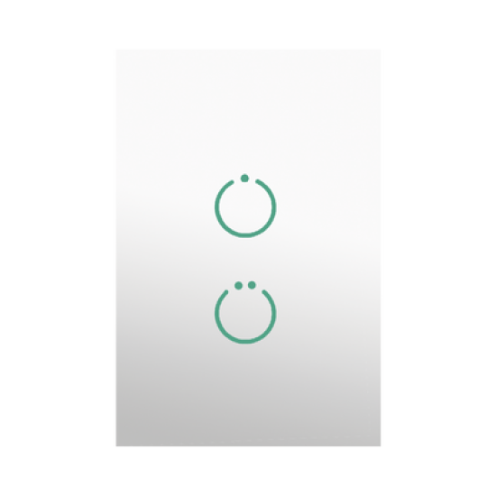 (ZWAVE) Interruptor On/Off panel táctil touch inalámbrico Zwave Plus 2 botones. No requiere cable neutro, Compatible con Hubitat HC8, Álula  M2M, otros 