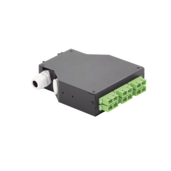 Distribuidor de Fibra Óptica para Riel Din, 6 Acopladores SC/APC Duplex Monomodo con Charola de Empalme
