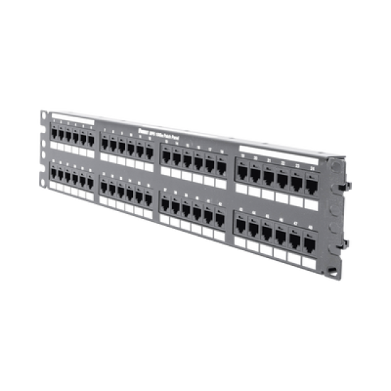 Panel de Parcheo de Impacto (110), Plano, Categoría 6A, de 48 Puertos, 2UR