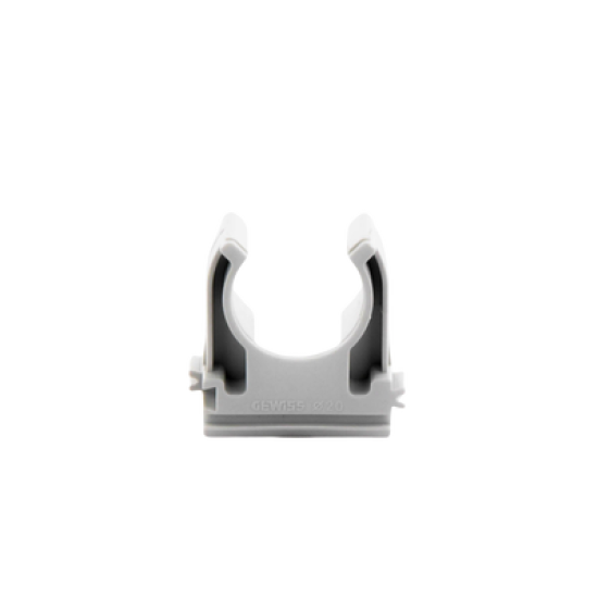 Soporte de presión (Abrazadera), PVC Auto-extinguible, abierto para tubería de 20 mm