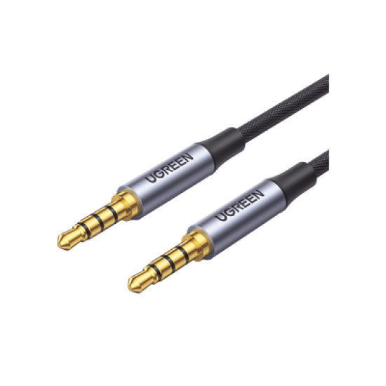 Cable Auxiliar de 3.5mm / Cable Audio Estéreo / Núcleo de Alambre de Cobre Esmaltado / Carcasa de Aluminio Azul + Nylon Trenzado /  Soporta Micrófono / 2 Metros