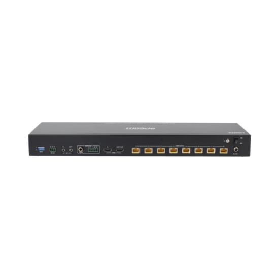 Splitter mas Extensor de Video | 1x8 | ProAV | HDBaseT™ | 120m en 4K@60Hz | 150m en 1080p@60Hz | Cat6/6a/7 | Gestión Avanzada EDID | Control IR y RS232 | PoC | Salida de Audio
