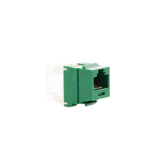 Conector Jack Estilo 110 (de Impacto), Tipo Keystone, Categoría 6, de 8 posiciones y 8 cables, Color Verde