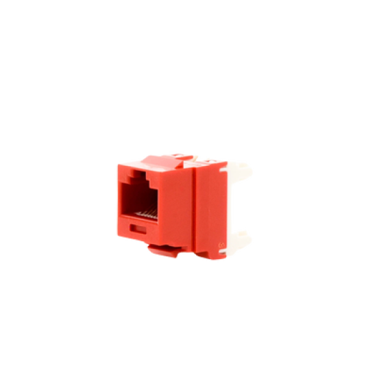 Conector Jack Estilo 110 (de Impacto), Tipo Keystone, Categoría 6, de 8 posiciones y 8 cables, Color Rojo