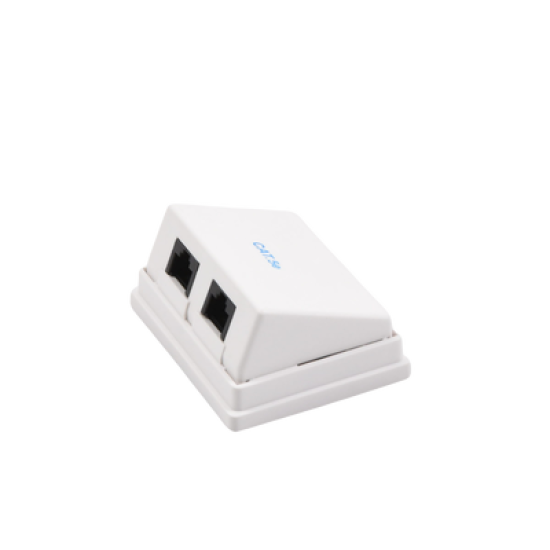 Caja de pared angulada incluye 2 jacks UTP cat5e Keystone 