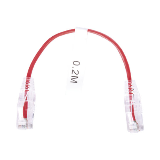Cable de Parcheo Slim UTP Cat6 - 20 cm Rojo Diámetro Reducido (28 AWG)