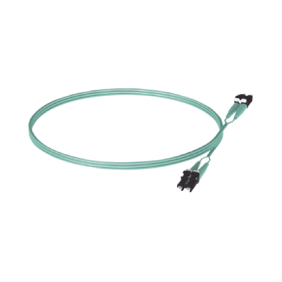 Jumper de Fibra Optica Multimodo 50/125 OM3, LC-LC Duplex, OFNR (Riser), Color Aqua, 5 Metros