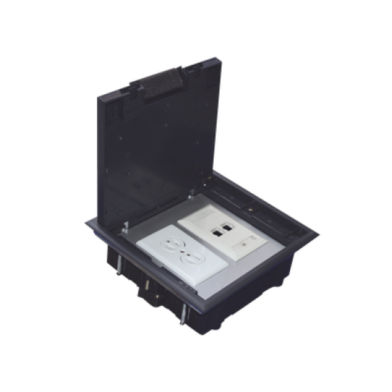 Caja de piso para dos módulos universales (Socket M2), para alimentación eléctrica y redes de datos (11000-33401) No incluye faceplates Caja de piso para dos módulos universales (Socket M2), para alimentación eléctrica y redes de datos (11000-33401) No incluye faceplates