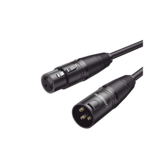 Cable para Micrófono XLR Tipo Canon Macho a Hembra / 10 Metros / Plug & Play / Antiinterferencias / Triple Blindaje / Alta Calidad / Color Negro
