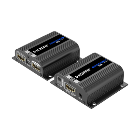 Kit Extensor HDMI | Hasta 70m 1080p | 40m 4K@30Hz | Compatible con HDCP | Cable Cat 6 Recomendado | Soporta Múltiples Resoluciones | Soporta PoC | Salida Loop