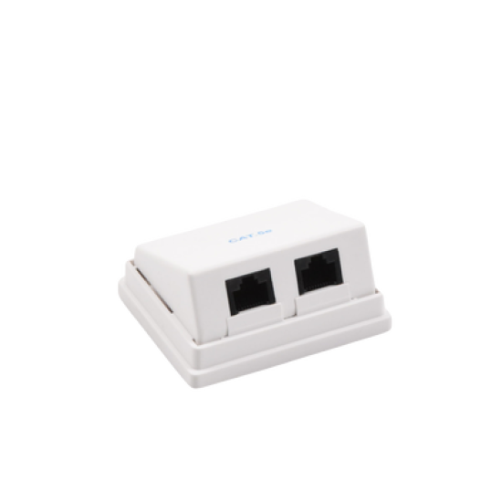 Caja de pared angulada incluye 2 jacks UTP cat5e Keystone 