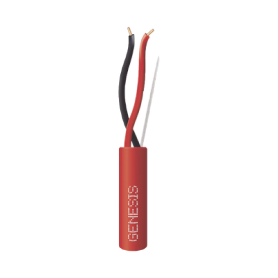 Bobina de 152 Metros de Alambre / 2 x 18 AWG / Resistente al Fuego / Color Rojo / Tipo FPLR- CL3R - C(UL) -FT4 / Para Sistemas Contra Incendio o Sistemas de Evacuación