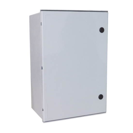 Gabinete de Poliéster IP65 Uso en Intemperie (600 x 800 x 300 mm) con Placa Trasera Interior de Plástico (Incluye Chapa y Llave).