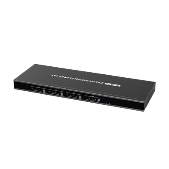 MATRICIAL Y EXTENSOR DE VIDEO HDMI 4 x 4 / 4 Entradas HDMI / 4 Salidas HDMI Loop / 4 Salidas RJ45 para Extender la señal 40 metros por salida  /4K / Conmutación por RS232, Control Remoto o Ethernet.
