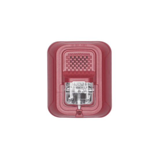 Sonorizador Tipo Chime con Lámpara Estroboscópica a 2 Hilos, Montaje en Pared, Color Rojo, con Configuración Estroboscópica Seleccionable, Nuevo Diseño Moderno y Elegante y Menor Consumo de Corriente