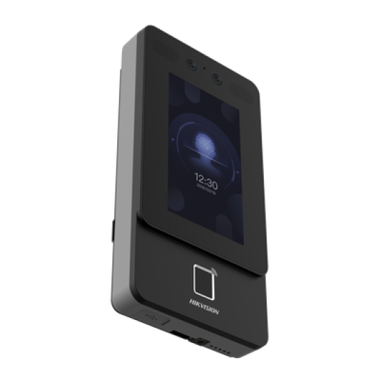Terminal Min Moe WiFi de Reconocimiento Facial y Huella con lector PROX EM / Exterior IP65  / Hasta 1.5 mts en lectura de rostro / Soporta P2P Hik-Connect / 1,500 Rostros / 3,000 Huellas / Videoportero.