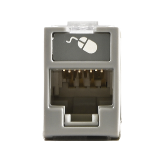 Jack UltraMAX Cat6, UTP, Montaje híbrido en Placa de Pared (Plano y Angulado), Color Gris, Punch Down