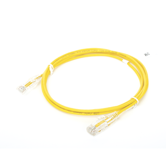 Cable de Parcheo Slim UTP Cat6 - 2 m Amarillo Diámetro Reducido (28 AWG)