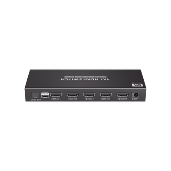 Switch Conmutador  HDMI 4X1 | 4 Entradas 1 Salida | Velocidad de trasmisión 48 Gbps | Resolución 8K | Salida de audio | HDCP 2.3