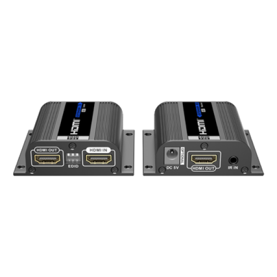 Kit Extensor HDMI | Hasta 70m 1080p | 40m 4K@30Hz | Compatible con HDCP | Cable Cat 6 Recomendado | Soporta Múltiples Resoluciones | Soporta PoC | Salida Loop