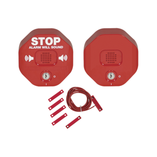Alarma multifunción Exit Stopper® con bocina remota, para puertas dobles 