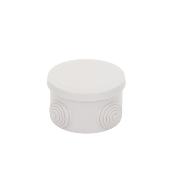 Caja Derivación-Conexión de Plástico Circular con 4 Glándulas de Goma (70 diámetro X 48 alto mm). Para Instalaciones Comerciales,  Residenciales e Industriales. Cerrado a Presión. 